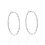 18K White Gold Diamond Hoop Earrings // 9.29g // New