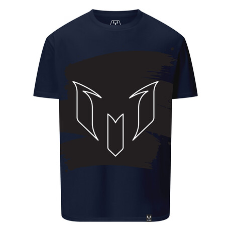 Messi Paint Brush Logo Outline Tee // Navy (2XL)
