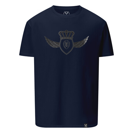 Lion Foil Crest Wing Tee // Navy (S)