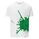 Messi Paint Splash Logo Outline Tee // White (S)