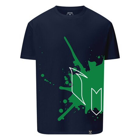 Messi Paint Splash Logo Outline Tee // Navy (S)