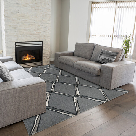 Libby Langdon Upton 4308 // Charcoal + Silver (8'0"L x 2'3"W x 0.5"H)