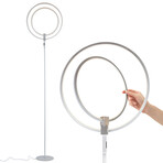 Eclipse // LED Torchiere Floor Lamp with Adjustable Rings (Black)