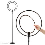 Eclipse // LED Torchiere Floor Lamp with Adjustable Rings (Black)