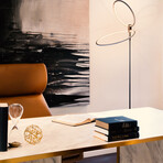 Eclipse // LED Torchiere Floor Lamp with Adjustable Rings (Black)