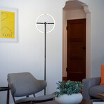 Halo Split // Adjustable LED Torchiere Floor Lamp (Black)