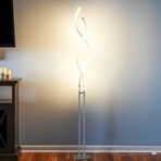 Embrace // LED Spiral 2-in-1 Floor + End Table Lamp Combo (Black)