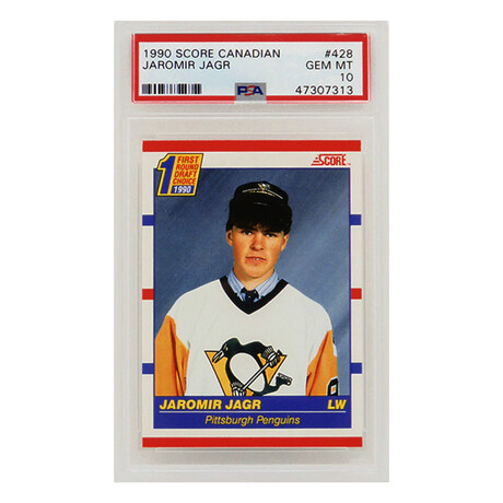 Jaromir Jagr // Pittsburgh Penguins // 1990 Score Canadian Hockey #428 RC Rookie Card // PSA 10 GEM MINT