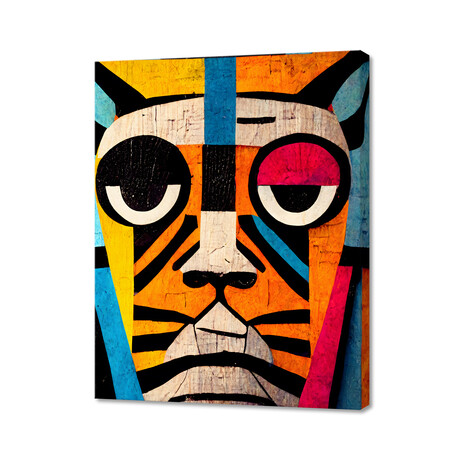 Abstract Art Tiger (8"H x 10"W x 0.75"D)