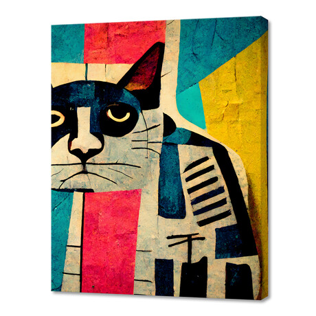 Abstract Art Cat (8"H x 10"W x 0.75"D)