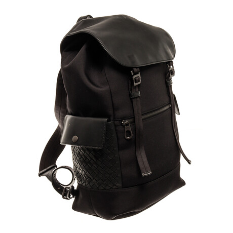 Bottega Veneta Black Intrecciato Sassolungo Backpack