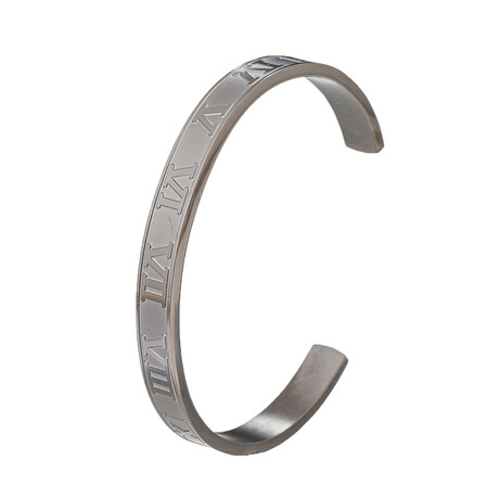 Roman Numeral Titanium Cuff Bracelet // 6" Adjustable Band