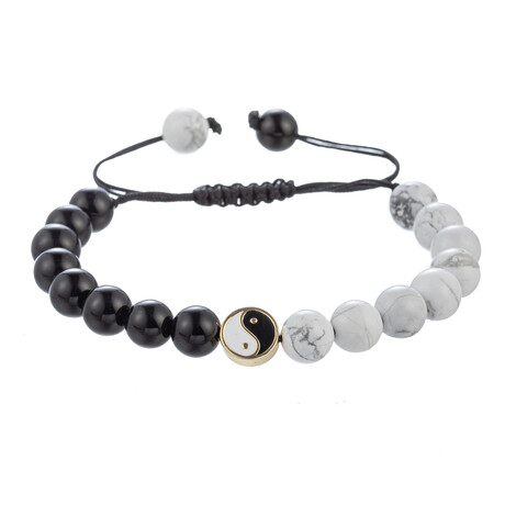 Yin & Yang Agate Bracelet // 6" Adjustable Band