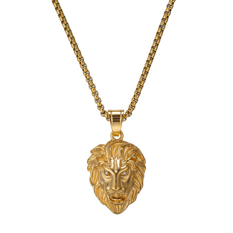 Joseph Lion Head Pendant Necklace // 12"