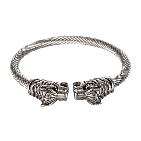 Double Leopard Wire Cuff Bracelet // 6" Adjustable Band