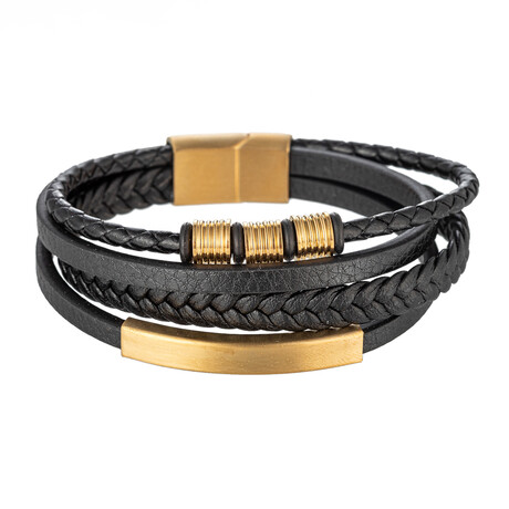 Zach Leather Wrap Bracelet // 8"