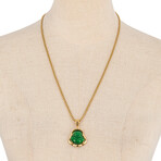 Green Buddha Pendant Necklace // 12"