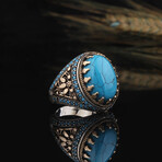 925 Sterling Silver Turquoise Stone Men's Ring // Silver + Blue (9)