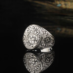 925 Sterling Silver Handmade Engraved Minimalist Men's Ring // Silver (8)