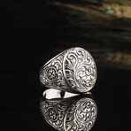 925 Sterling Silver Handmade Engraved Minimalist Men's Ring // Silver (8)