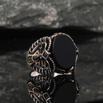 925 Sterling Silver Onyx Stone Men's Ring // Silver + Black (8)