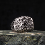 925 Sterling Silver Micro Zircon Stones Men's Ring // Silver + Black (9)