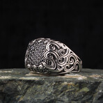 925 Sterling Silver Micro Zircon Stones Men's Ring // Silver + Black (8)