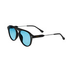 Carter Sunglasses // Black Frame + Blue Lens