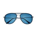 Maestro Sunglasses // Silver Frame + Blue Lens