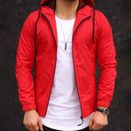 Wind Resistant + Waterproof Raincoat // Red (L)