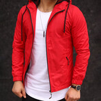 Wind Resistant + Waterproof Raincoat // Red (L)