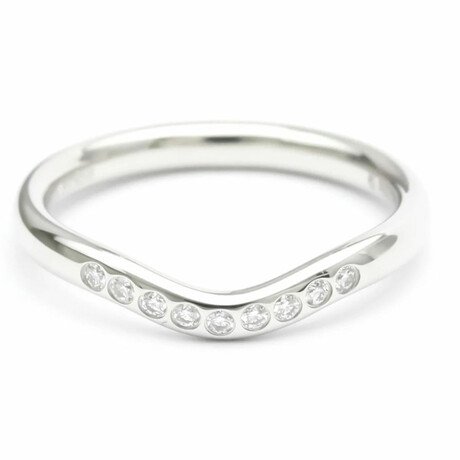 Tiffany & Co. // Platinum + Diamond Curved Band Ring // Ring Size: 4.5-5 // Pre-Owned