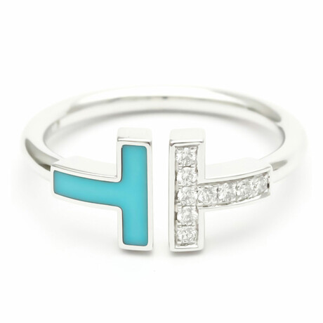 Tiffany & Co. // 18K White Gold Diamond T Wire Ring // Ring Size: 6.5-7 // Pre-Owned