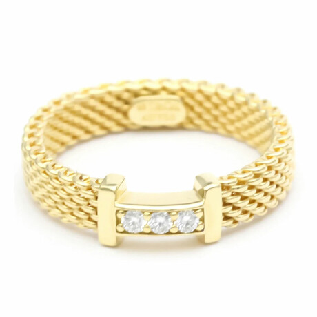Tiffany & Co. // 18K Yellow Gold Mesh Ring Diamond // Ring Size: 4-4.5 // Pre-Owned