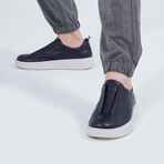 Stephen Leather High Soled Sports Sneakers // Navy Blue (Euro: 39)