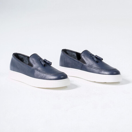 Leo Leather Sneakers // Navy Blue (Euro: 48)