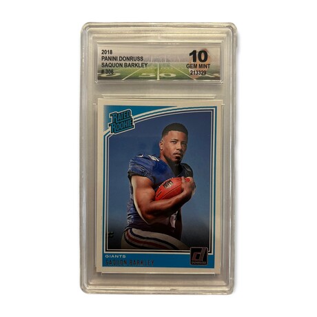 Saquon Barkley // 2018 Panini Donruss Rated Rookie // Rookie Card // DGA 10 Gem Mint