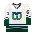 Bobby Hull // Autographed White Hartford Whalers Career Jersey // Limited Edition 16/16