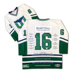 Bobby Hull // Autographed White Hartford Whalers Career Jersey // Limited Edition 16/16