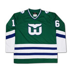 Bobby Hull // Autographed Green Hartford Whalers Career Jersey // Limited Edition 16/16