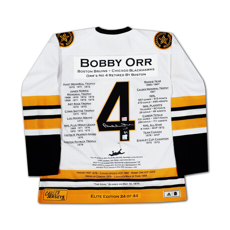 Bobby Orr Career Jersey White Elite Edition of 44 - Signed - Boston Bruins