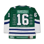 Bobby Hull // Autographed Green Hartford Whalers Career Jersey // Limited Edition 16/16
