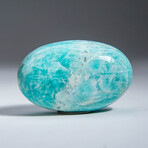 Genuine Polished Amazonite Palm Stone With Velvet Pouch (Large)