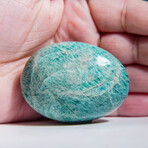 Genuine Polished Amazonite Palm Stone With Velvet Pouch (Medium)