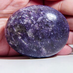 Genuine Polished Lepidolite Palm Stone With Velvet Pouch // Large
