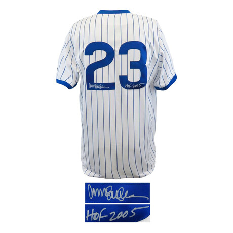Ryne Sandberg // Signed Chicago Cubs Throwback White Cooperstown Collection Majestic Baseball Jersey // "HOF'05" Inscription