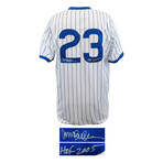 Ryne Sandberg // Signed Chicago Cubs Throwback White Cooperstown Collection Majestic Baseball Jersey // "HOF'05" Inscription