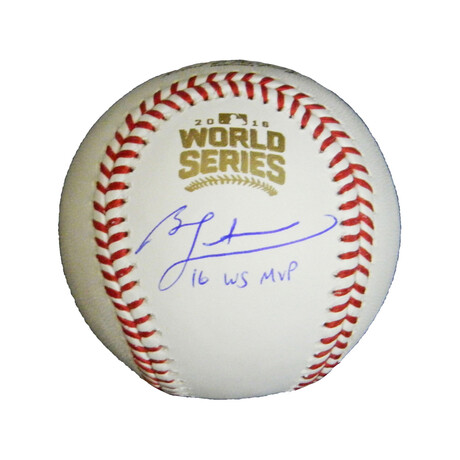 Ben Zobrist // Signed Rawlings Official 2016 World Series MLB Baseball // "16 WS MVP" Inscription