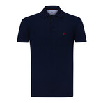 Clark Short Sleeve Polo Shirt // Navy + Coral (XL)
