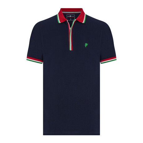 Nathaniel Short Sleeve Polo Shirt // Navy + Red (S)